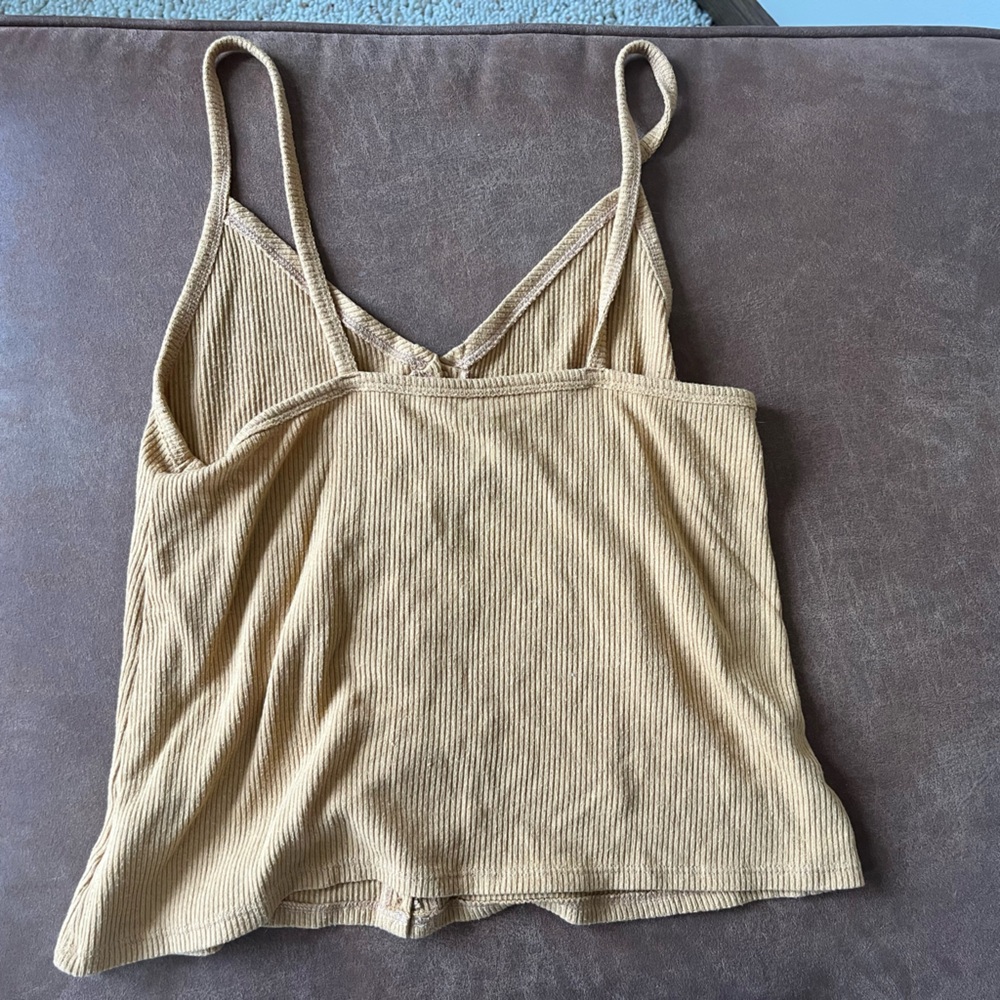 Tan Ribbed Button-Down Tank Top - Picture 2 of 3